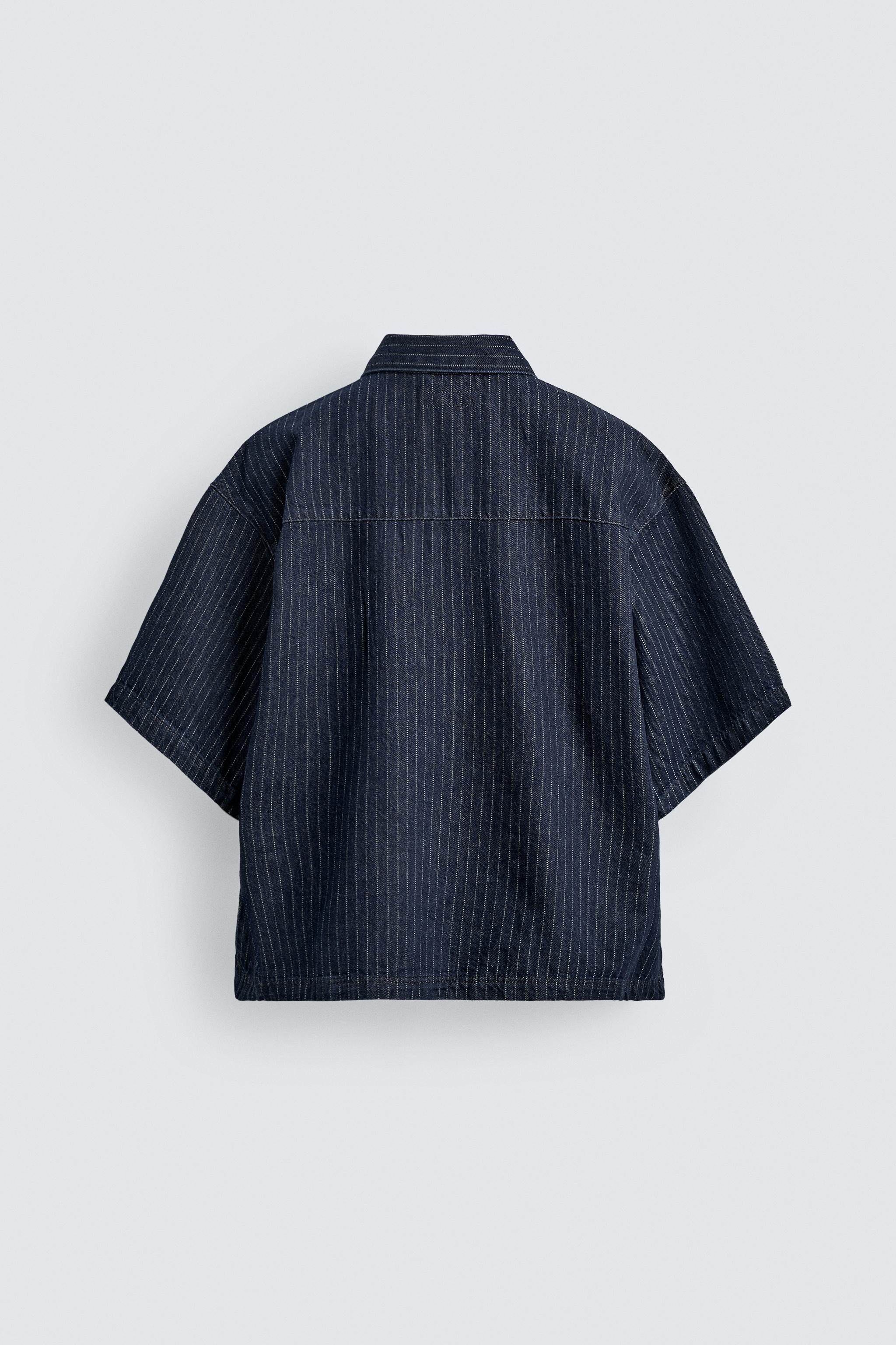 STRIPED DENIM POLO SHIRT